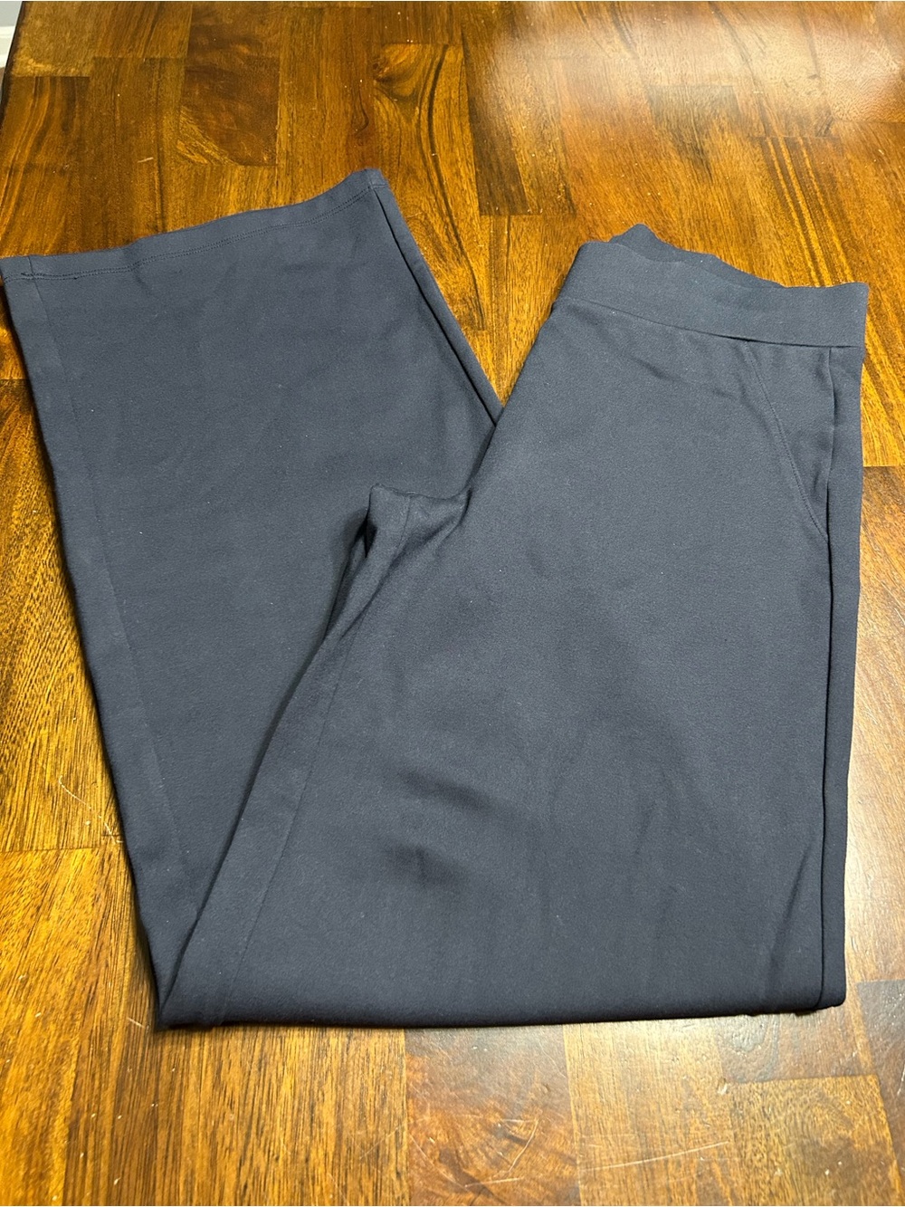 Quince Ultra Stretch Ponte Wide Leg Pants Size Medium Navy Blue